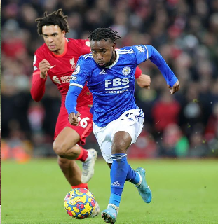 Ademola Lookman playing at Anfield Liverpool Stadium 